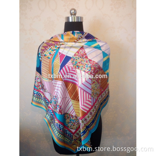 Silk square scarf with abstract pattern, latest design for women silk shawl